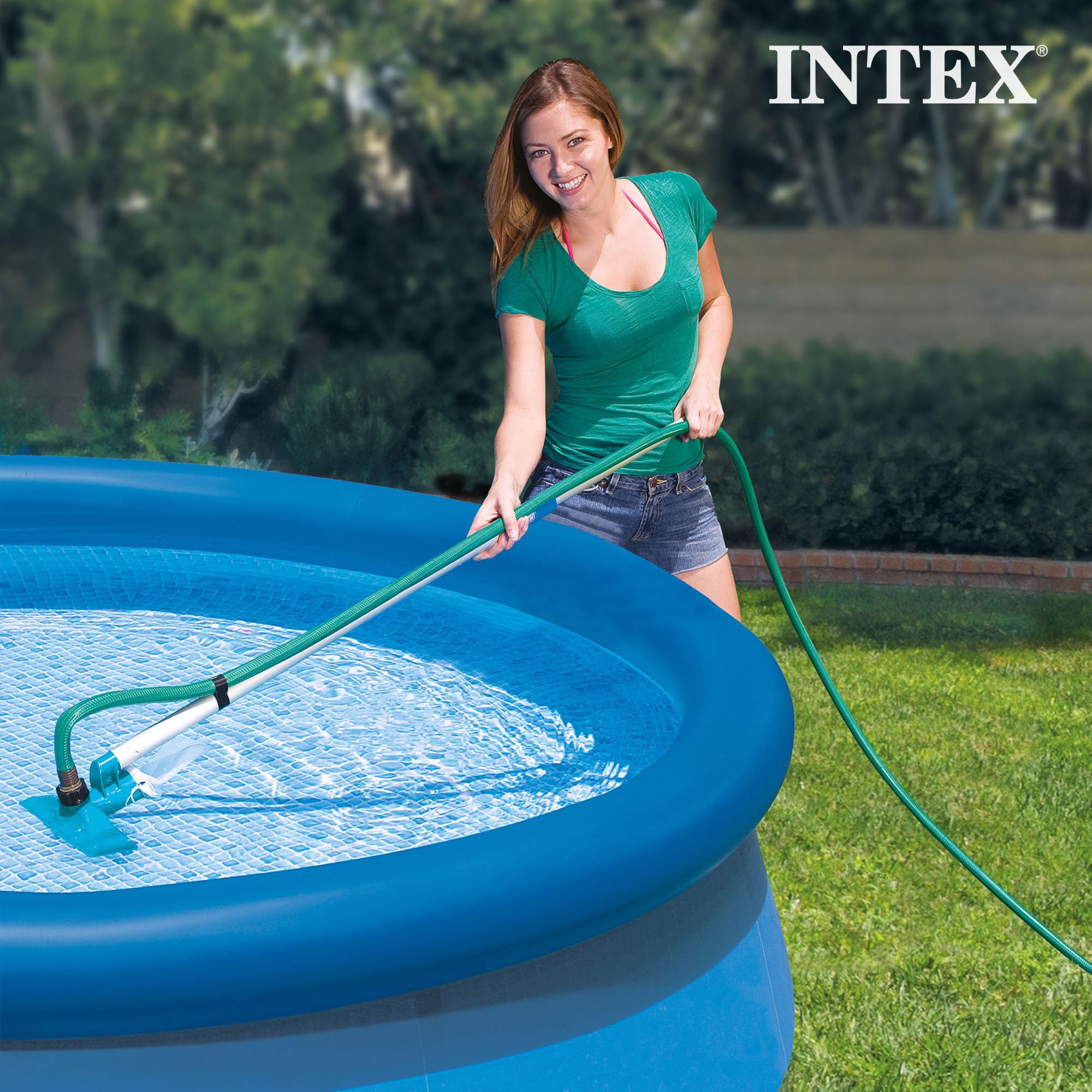 Intex 26165EH 15ft x 42in Easy Set Inflatable Above Ground Swimming Pool Set with Filter Pump, Ladder, Cover & Maintenance Kit - Perfect for Backyard, Family Fun, Summer Cooling and Outdoor Parties