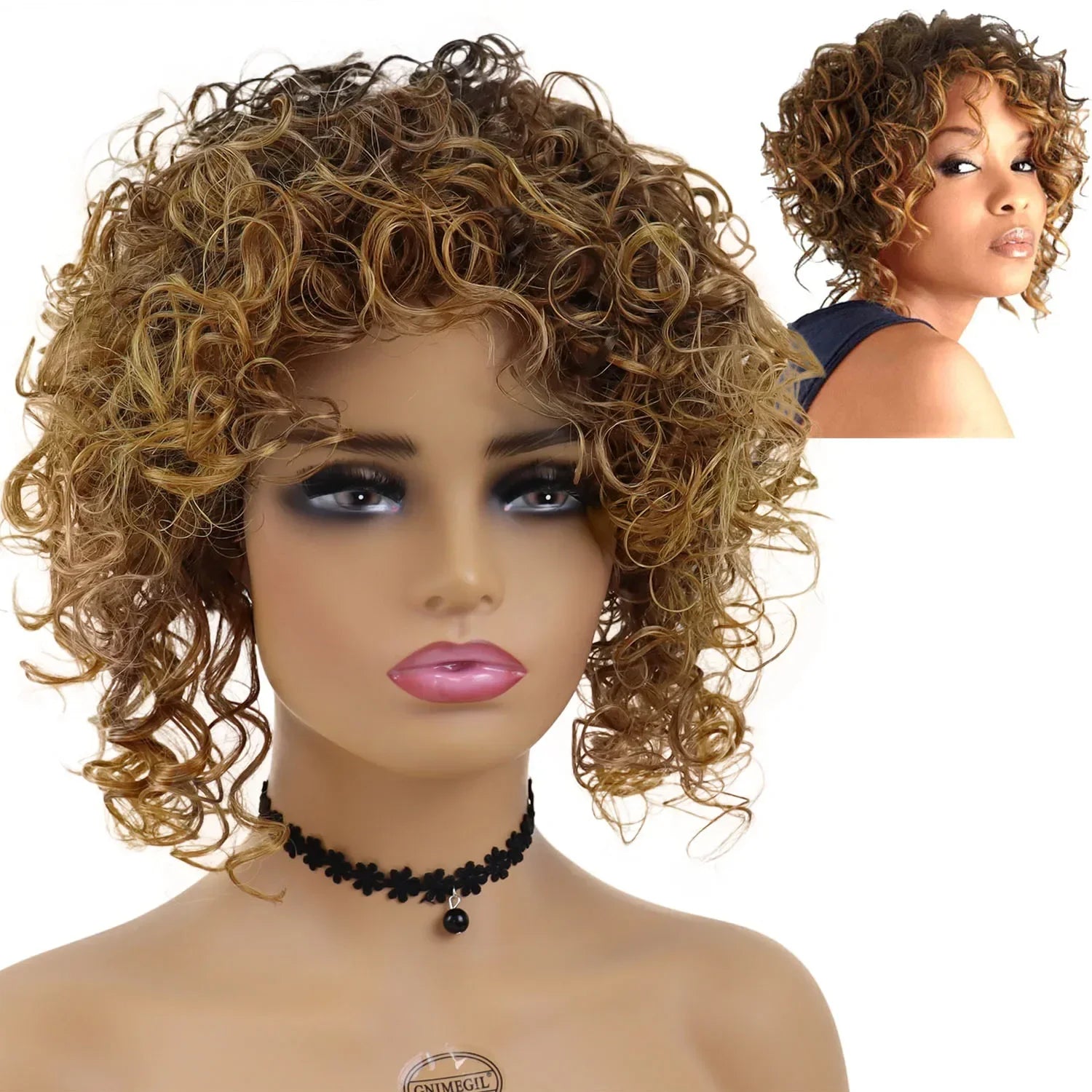 Afro Curly Wigs for Black Women - Short Synthetic Hair Wigs with High Temperature Fiber - Natural Looking & High Quality - Perfect for Daily Wear, Cosplay & Special Occasions