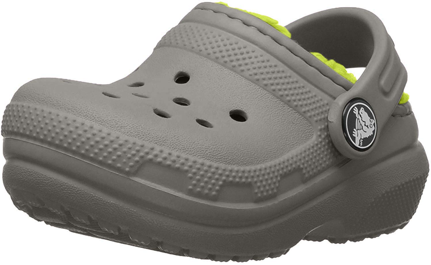 Crocs Kids' Classic Lined Clog - Slate Grey/Volt Green | Waterproof & Comfortable Winter Shoes for Toddlers Size 8 M US | Perfect for Indoor Play, Outdoor Adventures & School Activities