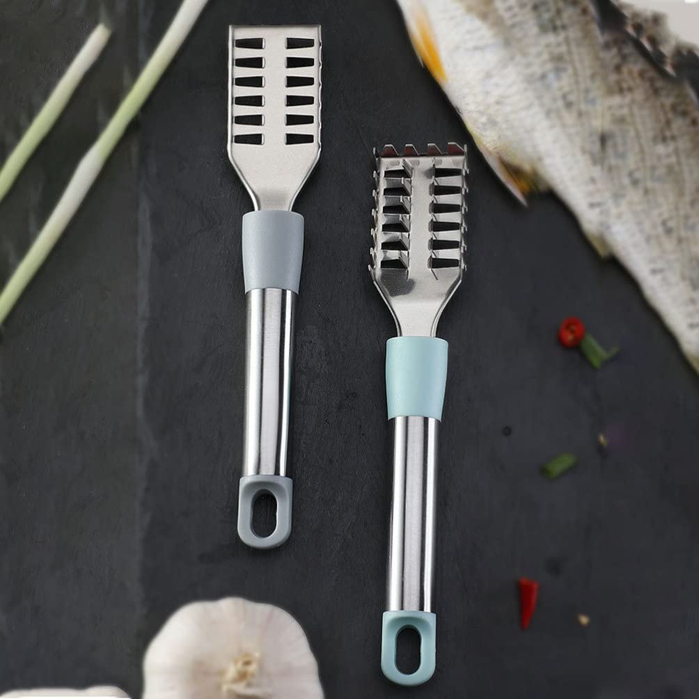 2 Pack Stainless Steel Fish Scale Remover Scraper - Efficient Fish Descaler Tool for Kitchen, Cleaning Fish Skin & Scales - Perfect for Home Cooking, Camping, and Seafood Prep