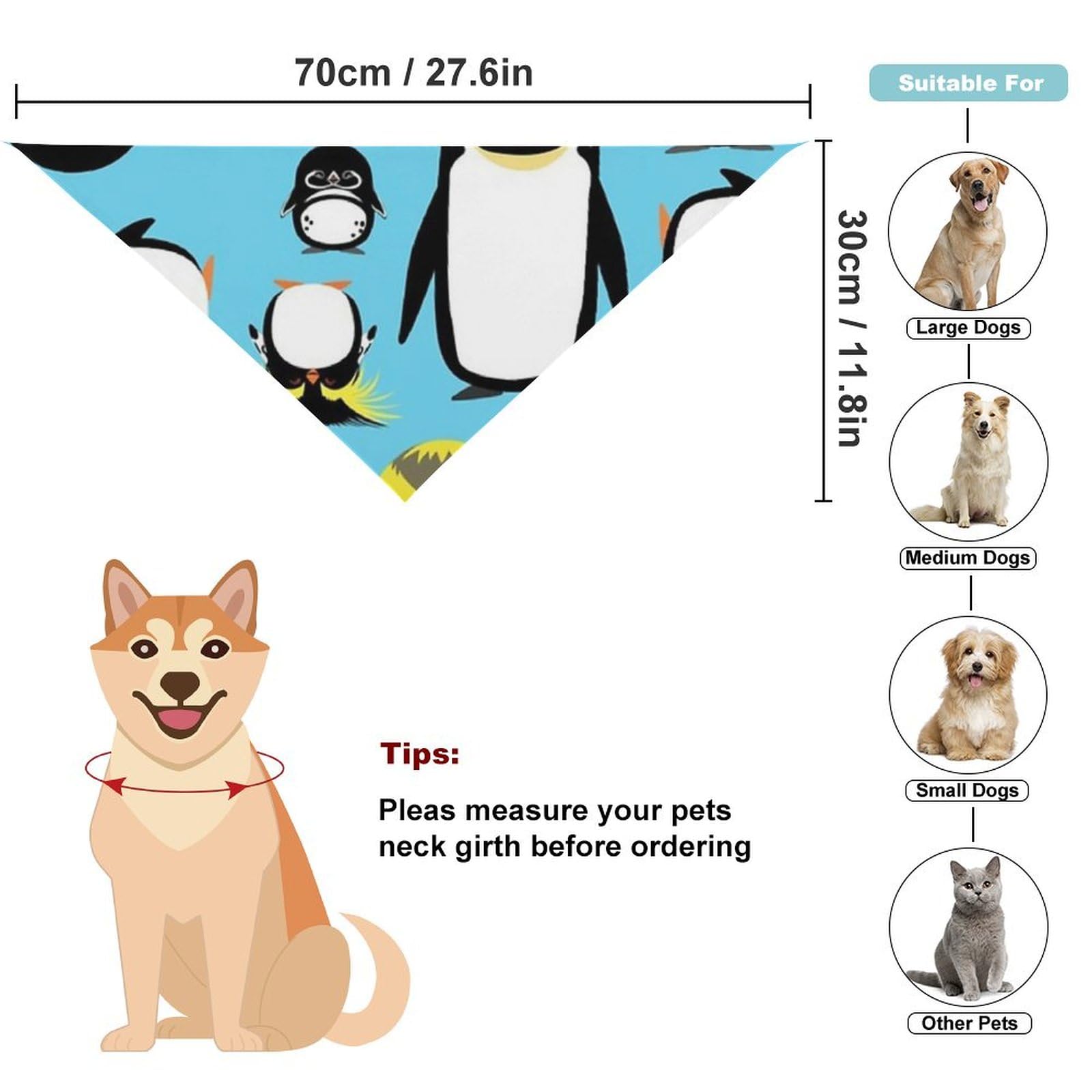 Cute Penguins Dog Bandanas - Soft Pet Scarf & Bib for Small Medium Large Dogs - Christmas Thanksgiving Holiday Gift for Pets - Perfect for Parties, Photos & Seasonal Celebrations