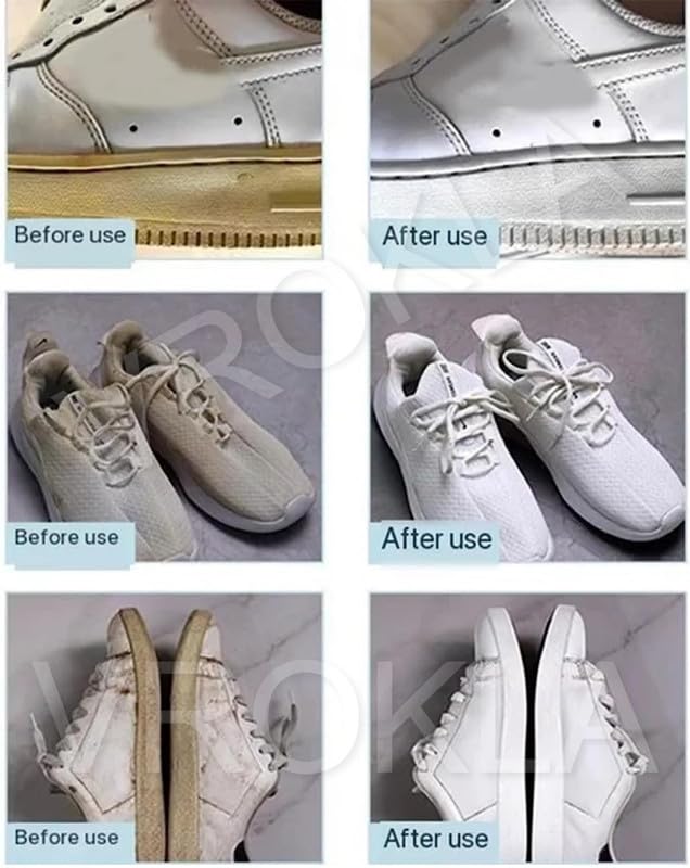 VROKLA White Shoe Cleaner Cream with Sponge - Instant Whitening & No-Wash Cleaning Kit for Sneakers, Shoes & Footwear | Stain Remover & Polish (260g) | Perfect for Gym, Work & Everyday Use