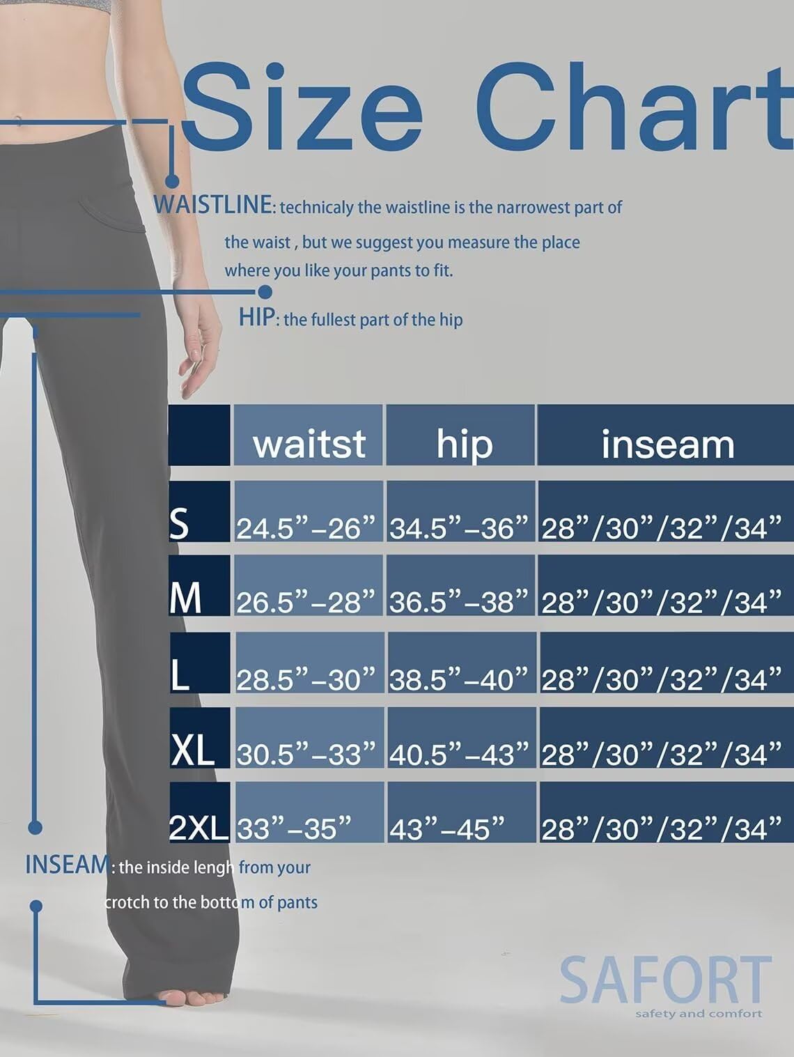 SAFORT Women's Bootcut Yoga Pants - High Waisted Flared Leggings with Pockets, Tummy Control Workout Pants for Yoga, Running & Business Casual Wear | Perfect for Office, Gym & Everyday Comfort