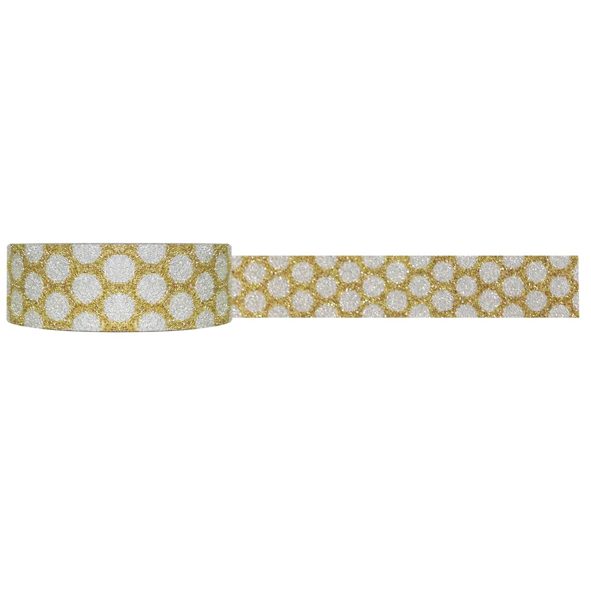 Wrapables Shimmer Japanese Washi Masking Tape - Gold Dots Decorative Tape for Scrapbooking, Journaling, Gift Wrapping & DIY Crafts