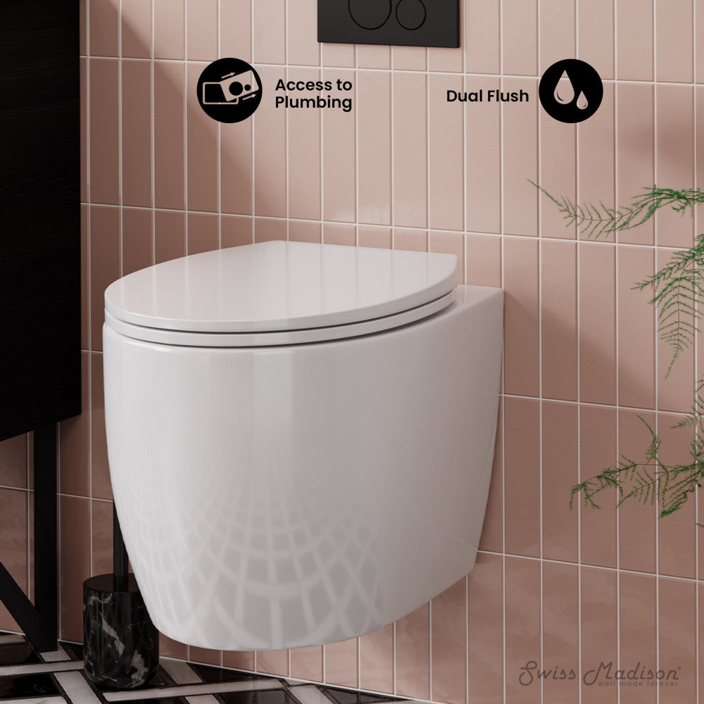 Wall-Mounted Toilet Bowl - Glossy White Modern Space-Saving Design for Small Bathrooms | Perfect for Contemporary Homes, Apartments & Commercial Spaces