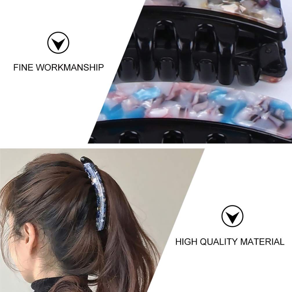 FRCOLOR 6Pcs Leopard Print Banana Hair Clips - Non-Slip Hair Clincher Combs for Styling, Sectioning & Salon Use - Perfect for Girls, Women & Professional Hairstyling (Great for Updos, Ponytails & Hair Styling at Home or Salon)