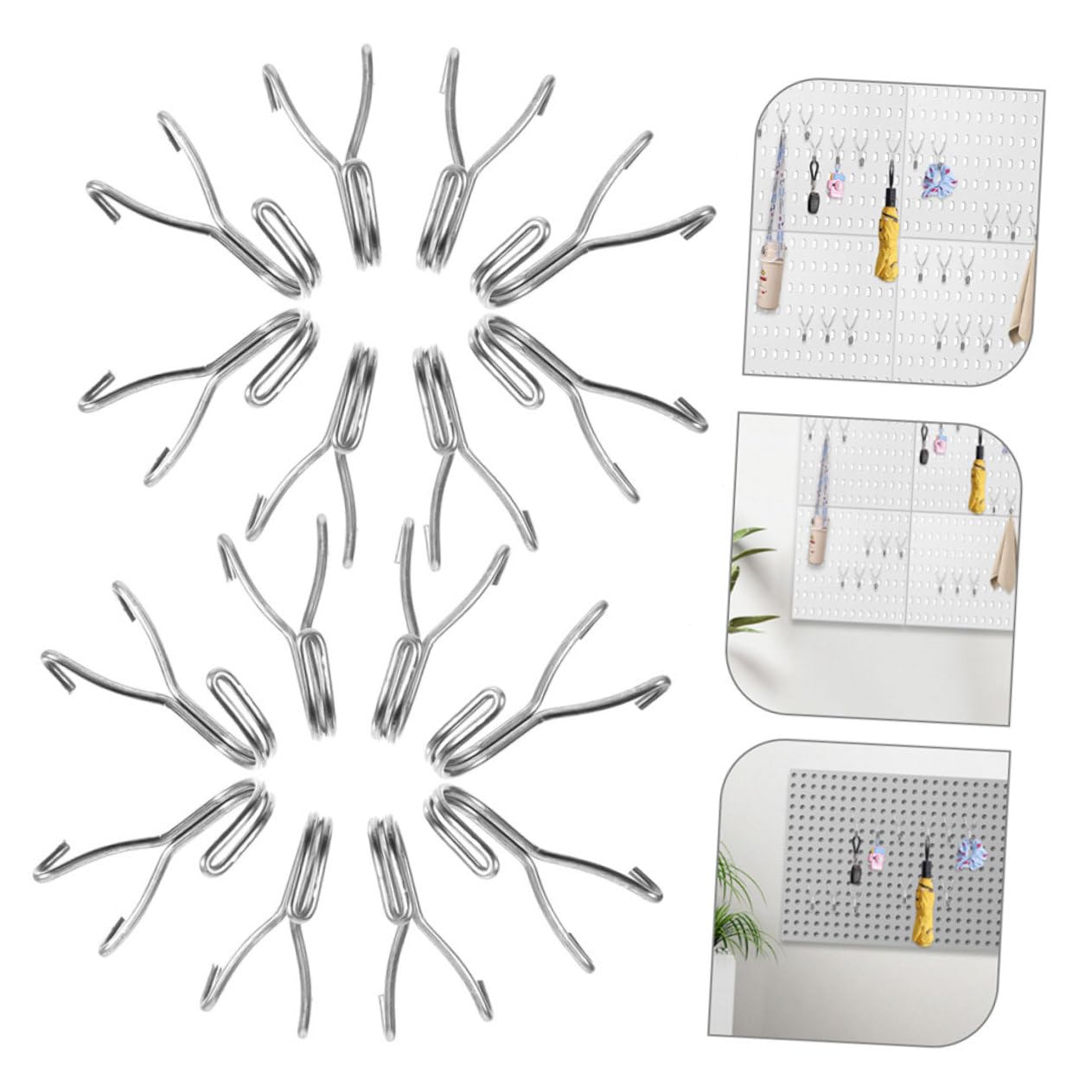 GLEAVI 30 Pack Stainless Steel Pegboard Hooks - Small Utility Hooks for Garage, Workshop & Home Organization - Heavy Duty Shelf Hooks for Peg Board Storage & Tool Hanging