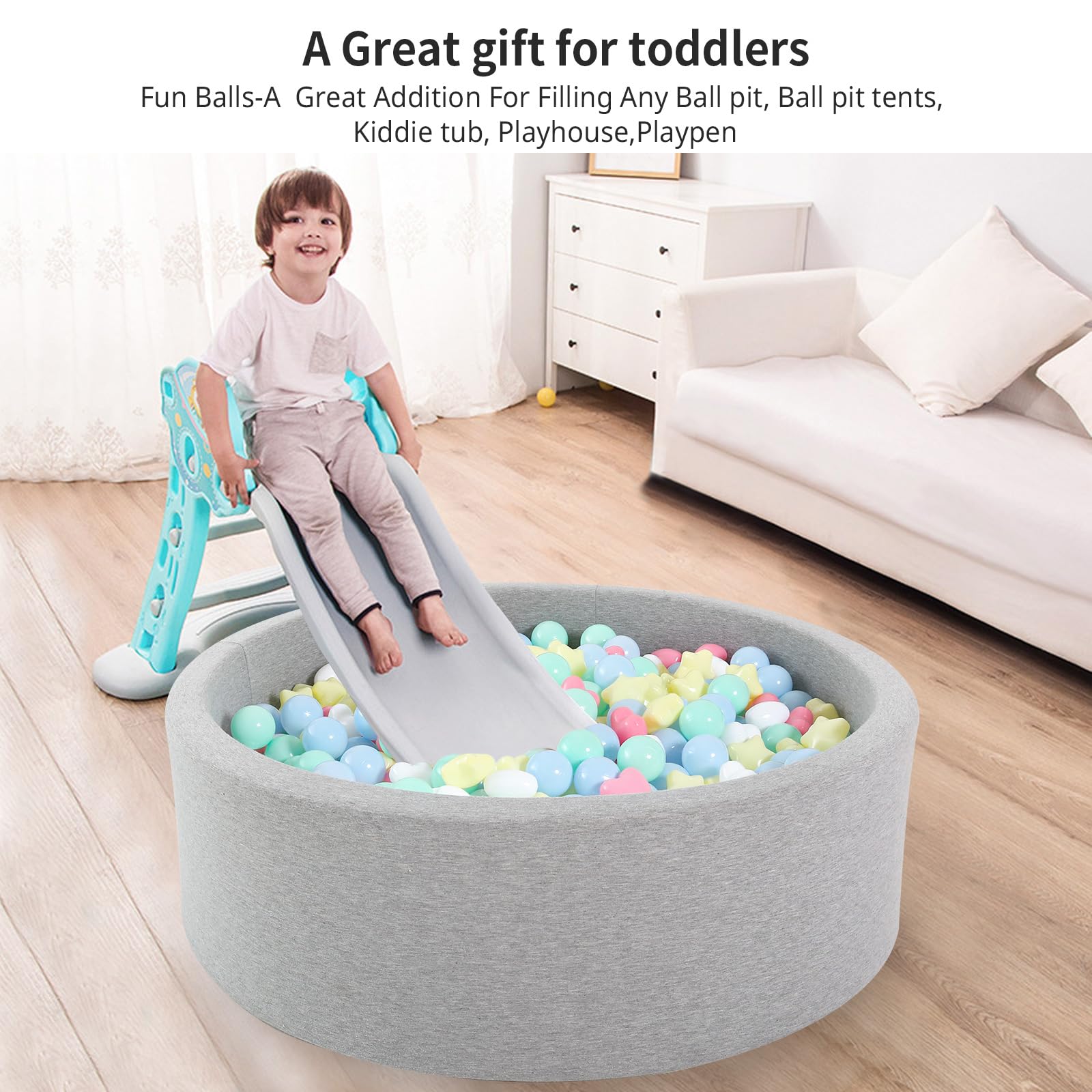 Non-Toxic Phthalate & BPA Free Crush Proof Plastic Ball Pit Balls - 100/200/500/1000 Pack for Toddlers & Kids with Storage Bag - Indoor/Outdoor Play, Birthday Parties, Daycare Centers, Sensory Play & Pool Fun