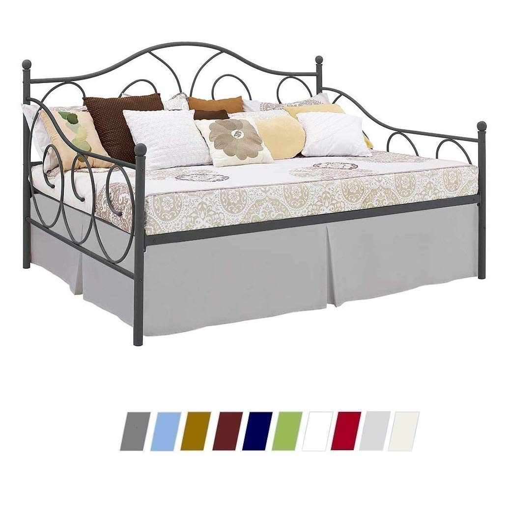 Premium Brushed Microfiber Daybed Skirt with Tailored Pleats & Split Corners - Twin Size (39