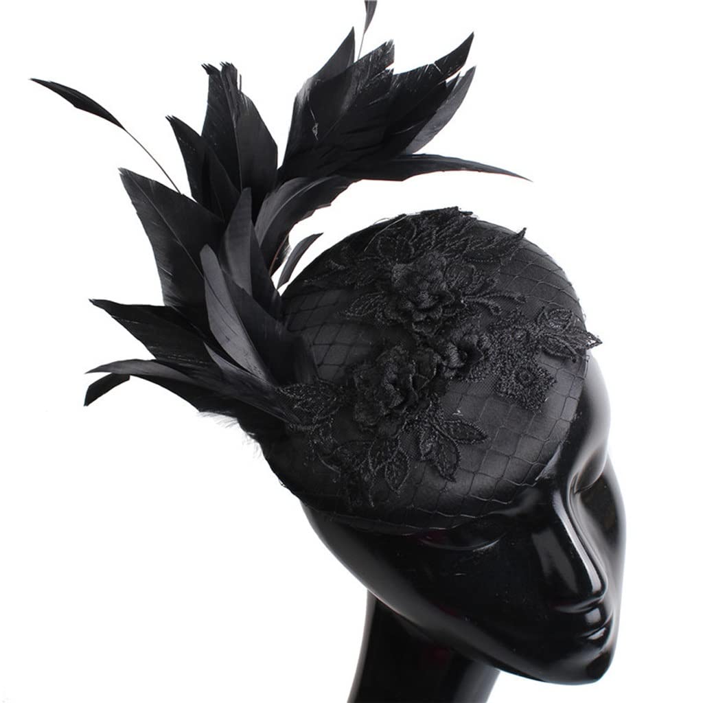 Elegant Black Satin Hair Fascinator Hat for Women - 25cm Bridal Wedding & Race Day Headwear - Perfect for Special Occasions & Formal Events