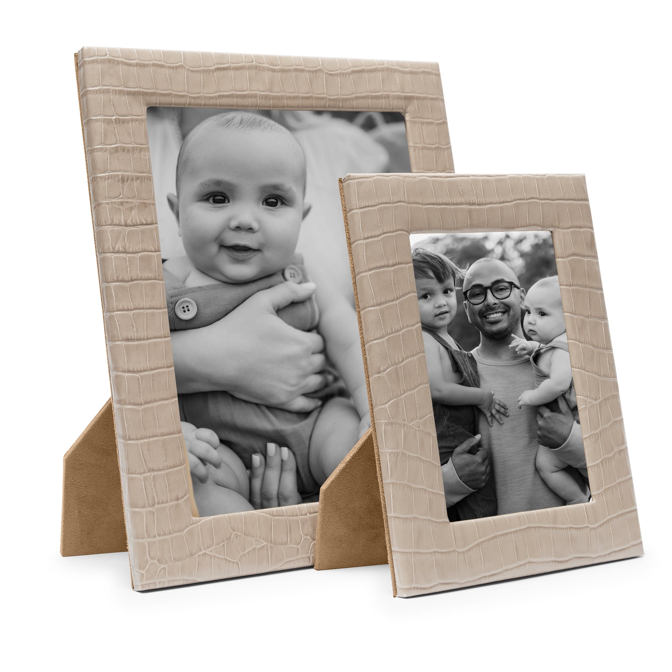Elegant Ecru Crocodile Picture Frame Set - Perfect for Home Decor, Office Display, and Gift Giving