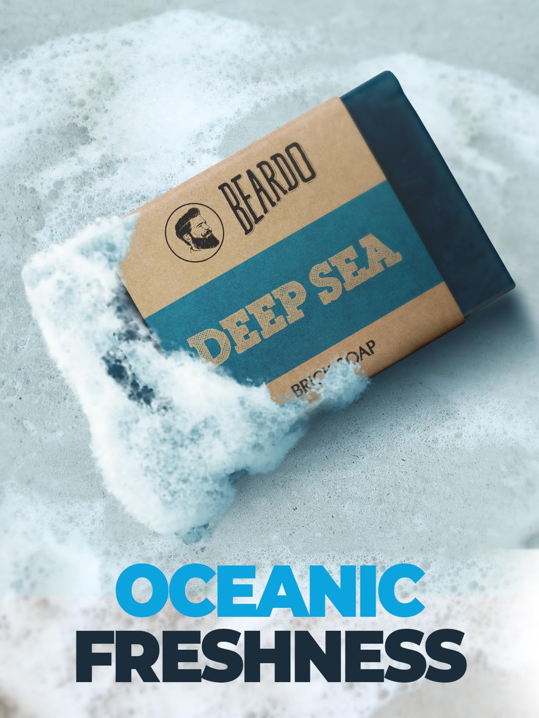 Beardo Deep Sea Brick Soap for Men - 125G Natural Handmade Soap with Aloe Vera & Oceanic Fragrance | Deep Cleansing & Energizing | Perfect for Shower, Gym Bag & Travel