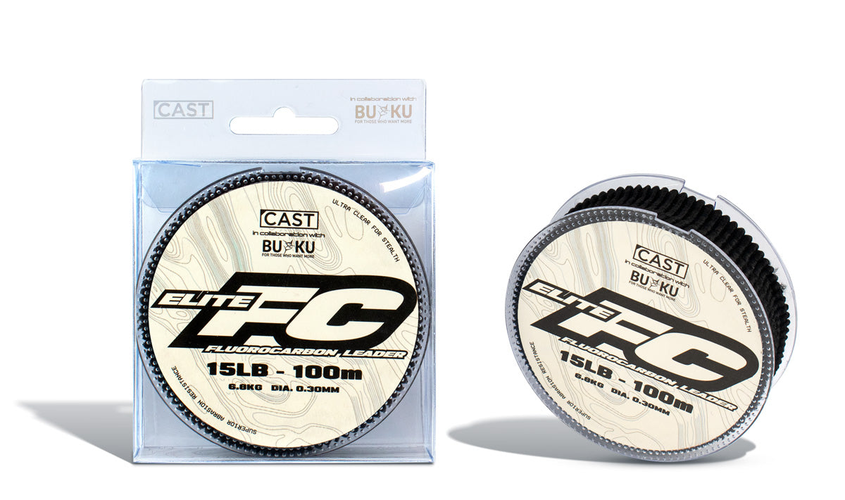 BUKU Cast Elite FC Fluorocarbon Fishing Leader Line - High Performance, Invisible Underwater for Bass, Trout & Saltwater Fishing