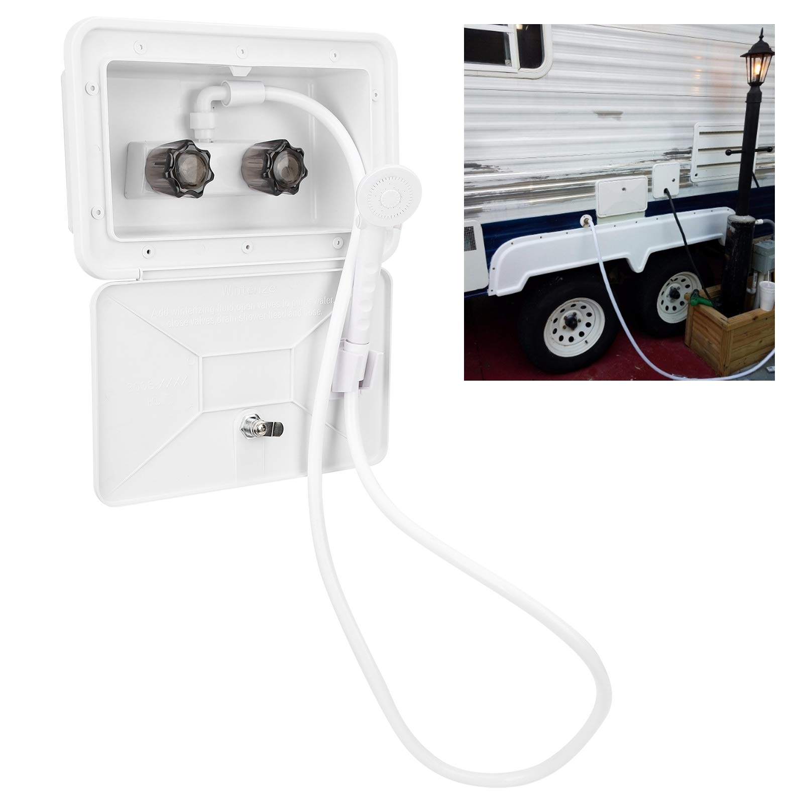 Outdoor Shower Box with Lock - Portable Exterior Washing Kit for Boats, RVs & Camping | Perfect for Beach Trips, Road Adventures & Outdoor Activities