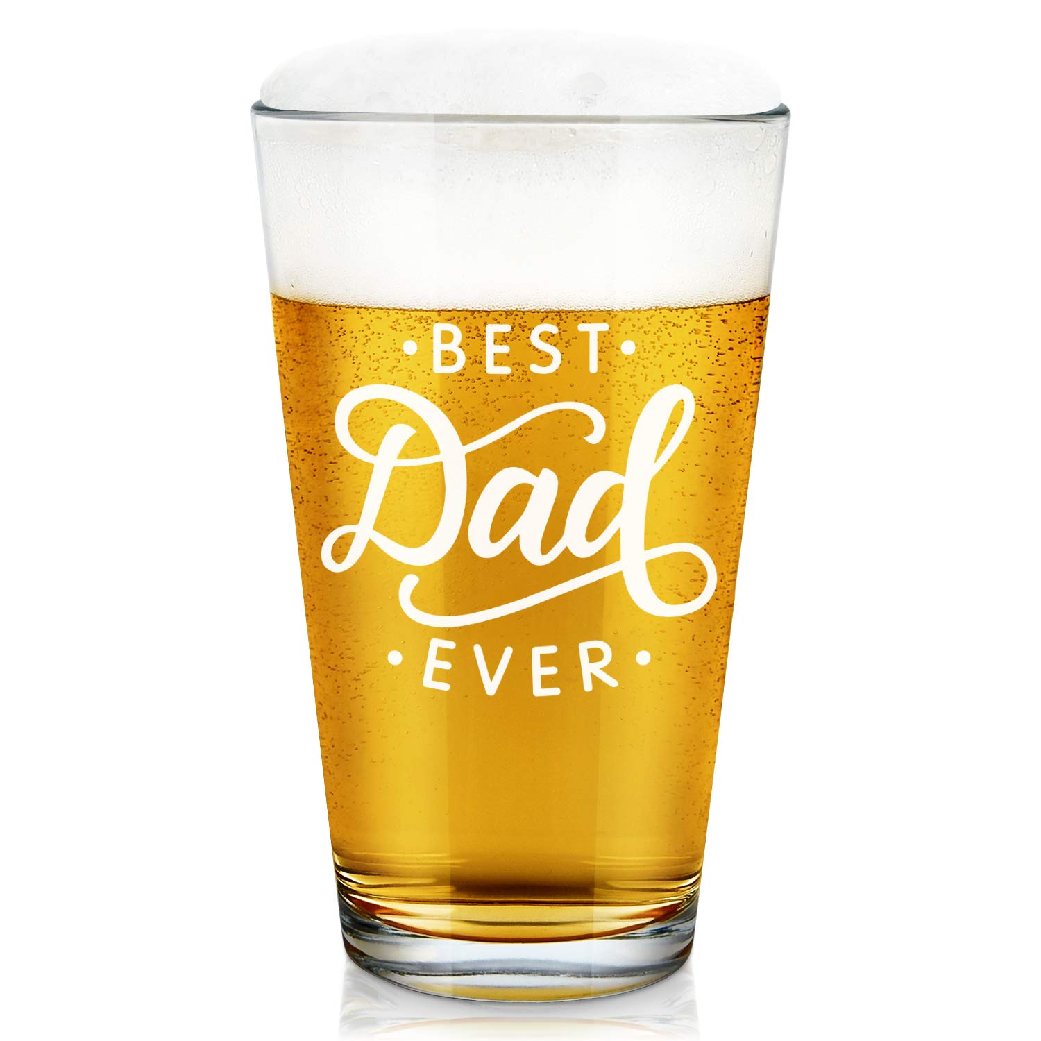 15Oz Funny Beer Glass for Dad - Best Father's Day & Birthday Gift from Daughter, Son, Kids or Wife - Perfect for Beer, Wine & Cocktails - Ideal for Parties, BBQ & Celebrations
