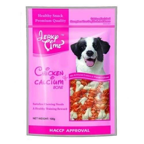 Premium Chicken Jerky with Calcium Bone - 100g Natural Dog Treats for Training, Rewards & Dental Health | High-Protein Snack for Small & Large Breeds