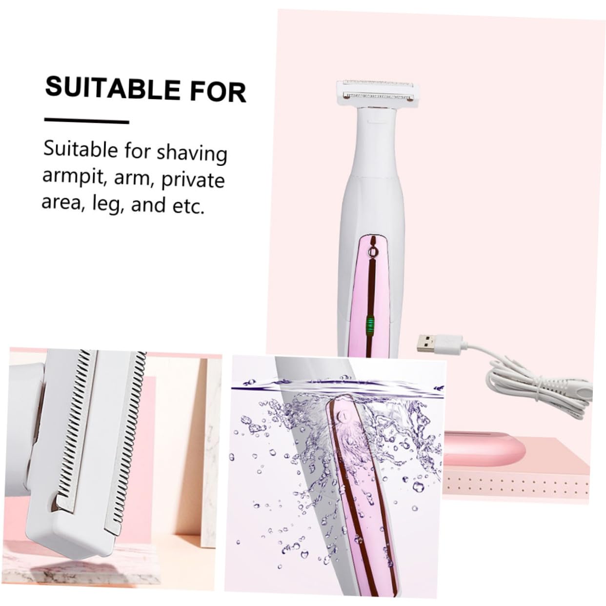 FOMIYES Rechargeable Electric Razor for Women - Face, Bikini, Underarm & Body Hair Trimmer - Painless Hair Removal for Smooth Skin - Perfect for Travel, Gym & Daily Grooming