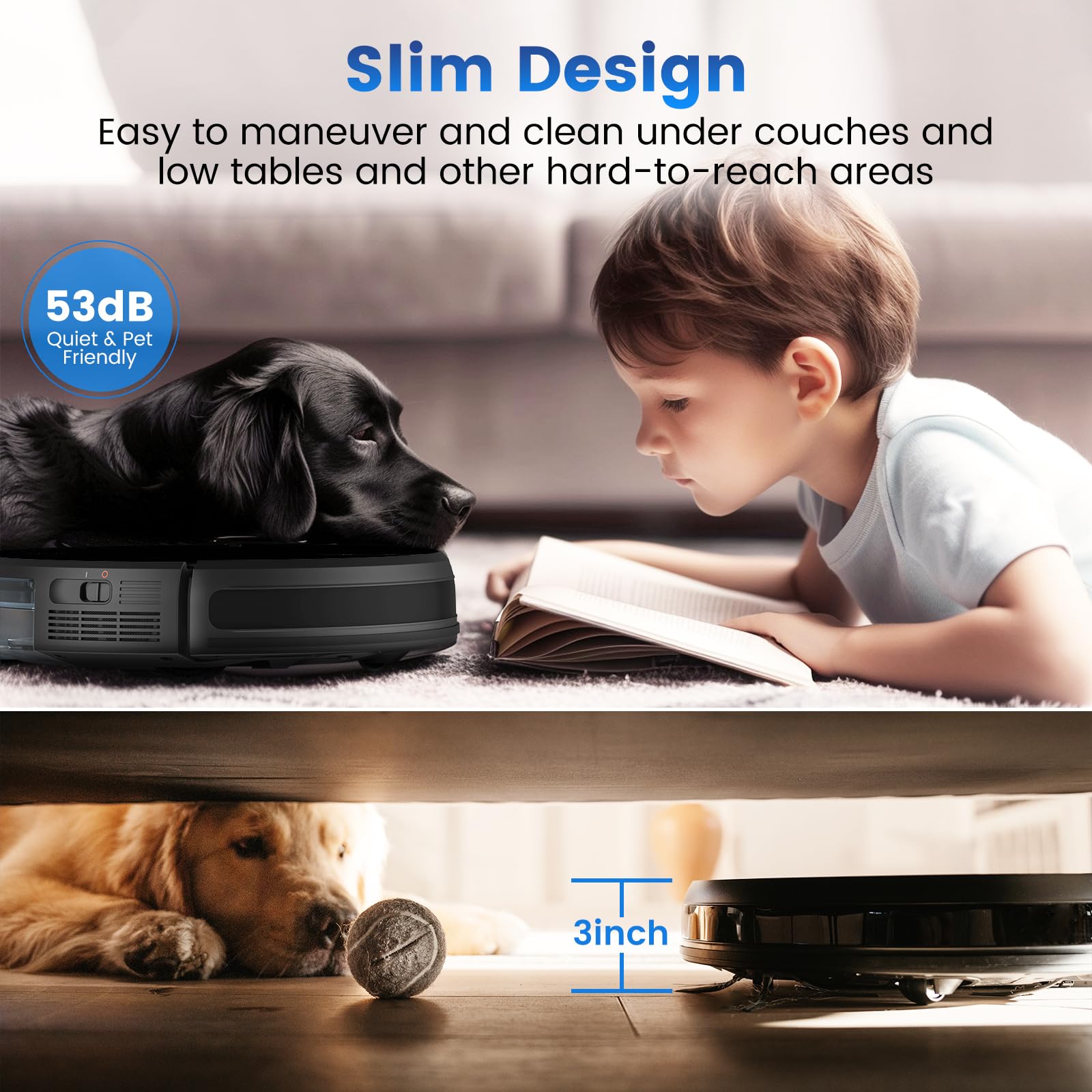 AIROBO P30 Robot Vacuum and Mop Cleaner - 3000Pa Strong Suction, Wi-Fi/App/Alexa Control, Self-Charging, Ultra-Thin for Hard Floors & Pet Hair - Perfect for Homes with Pets and Low-Pile Carpets