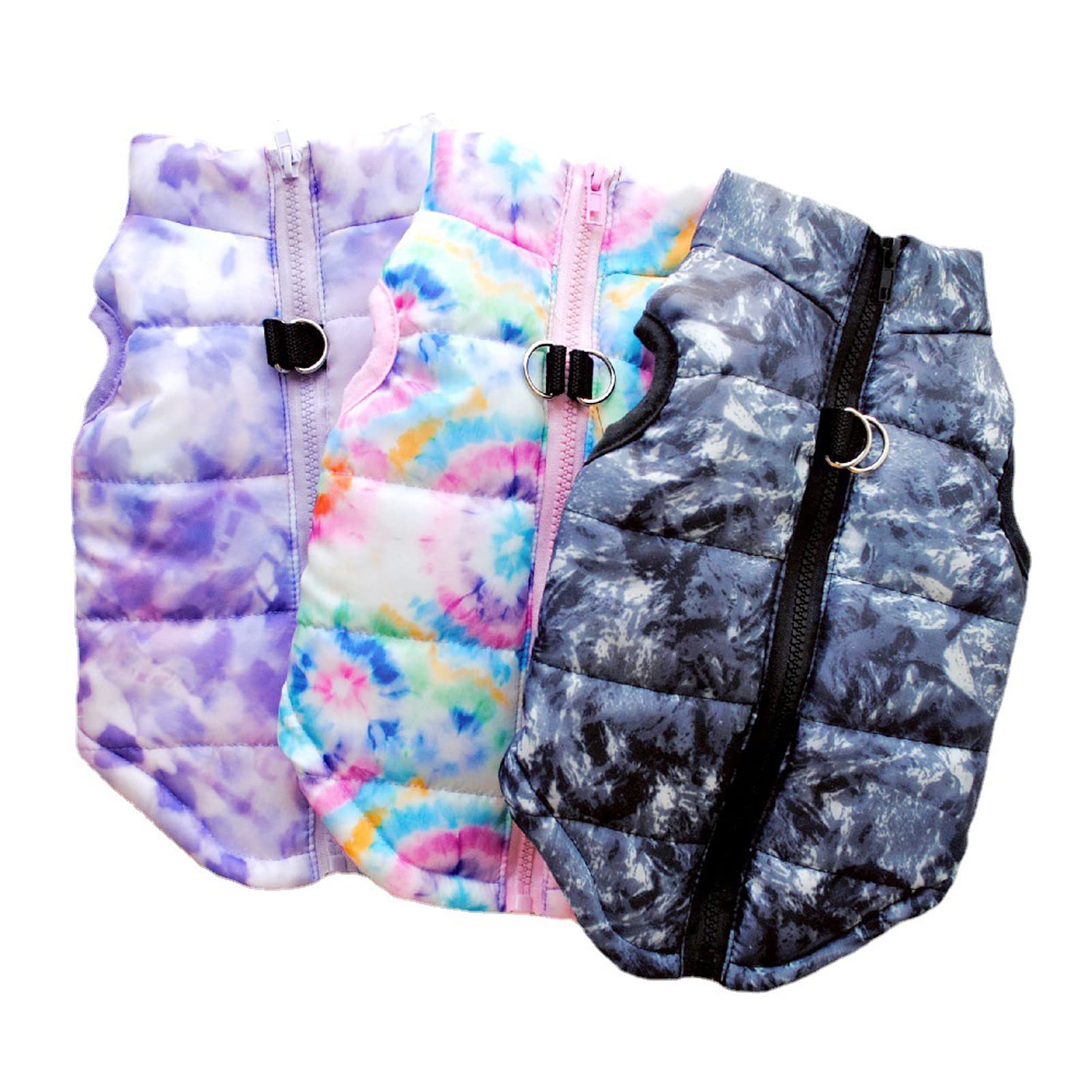 Windproof Dog Vest Jacket with Zipper & Leash Ring - Warm Winter Pet Clothes for Small Dogs & Puppies (L-Colorful) - Perfect for Outdoor Walks & Cold Weather Protection