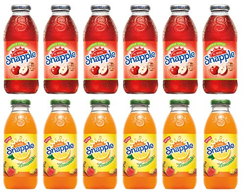 LUV-BOX Variety Snapple Juice Drink Pack - 12 Pack, 16 fl oz (Apple, Strawberry Pineapple Lemonade) | Refreshing Beverages for Parties, Picnics & Office Snacks