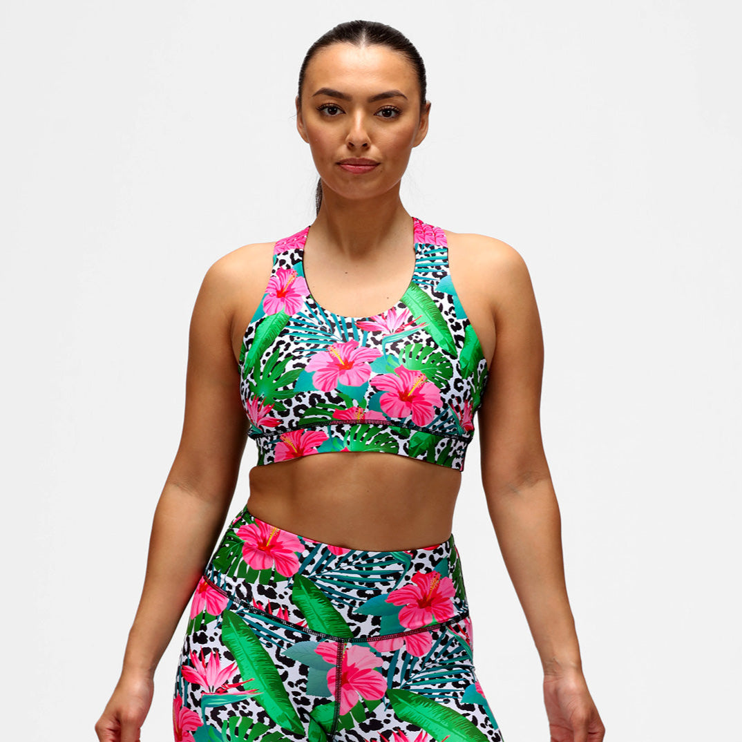 Hibiscus Cross Back Bra - Comfortable & Stylish Workout Sports Bra for Women - Perfect for Yoga, Running & Gym