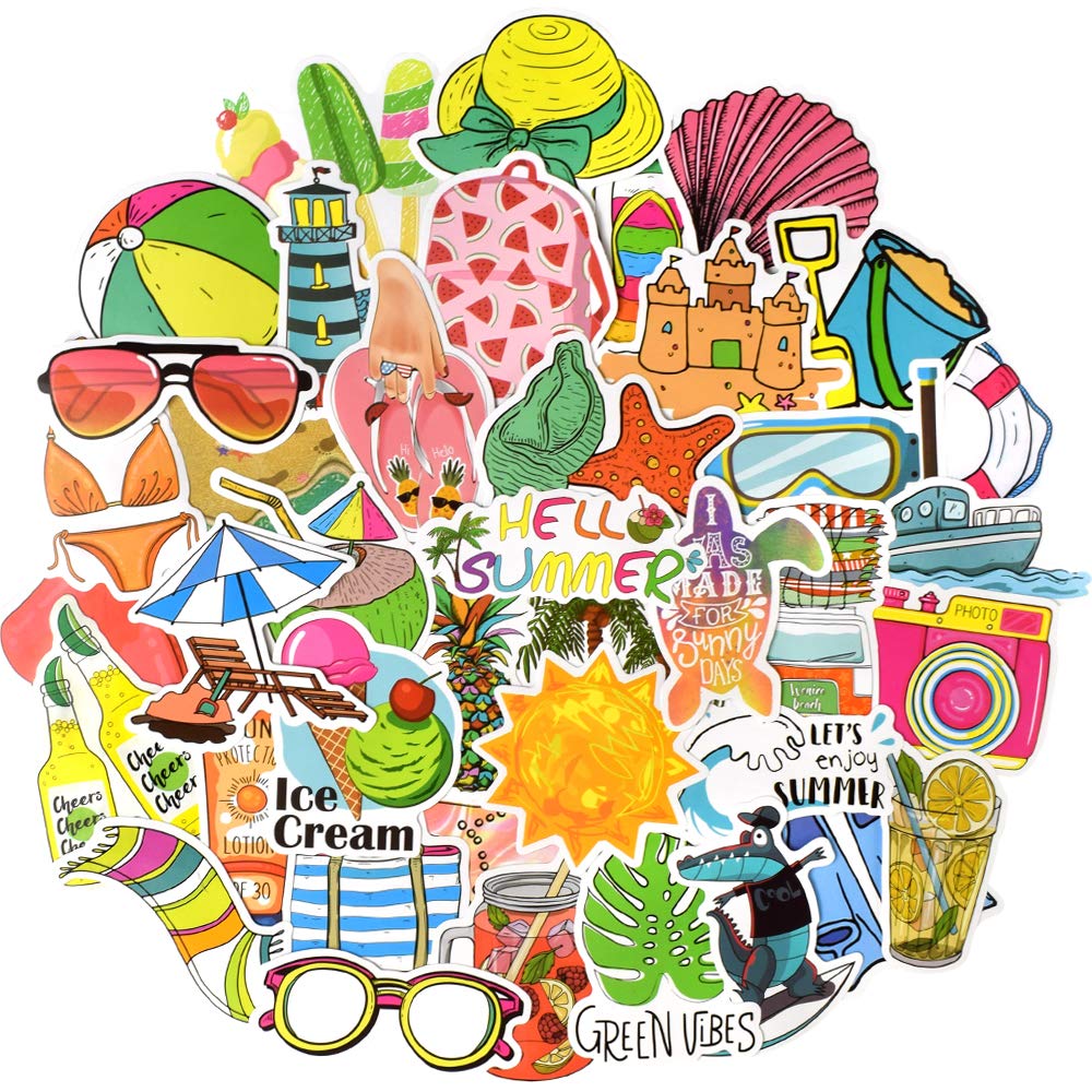 50Pcs Waterproof Vinyl Stickers Pack - Cute Stickers for Water Bottles, Kids, Laptop & Teen Girls | Perfect for School Supplies, DIY Crafts & Personalizing Accessories