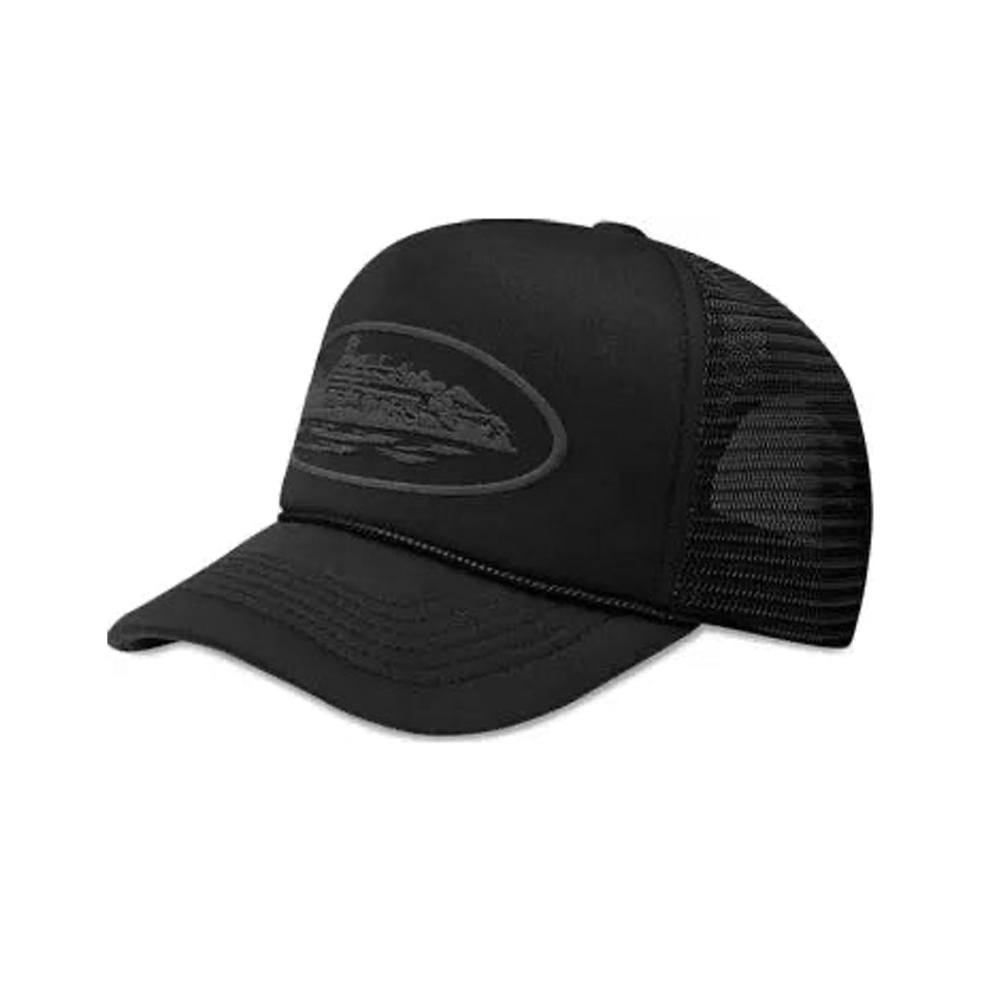 Corteiz Alcatraz Premium Puff Print Trucker Hat - Black on Black Adjustable Snapback Cap for Men & Women | Perfect for Streetwear, Hip Hop Fashion & Outdoor Activities