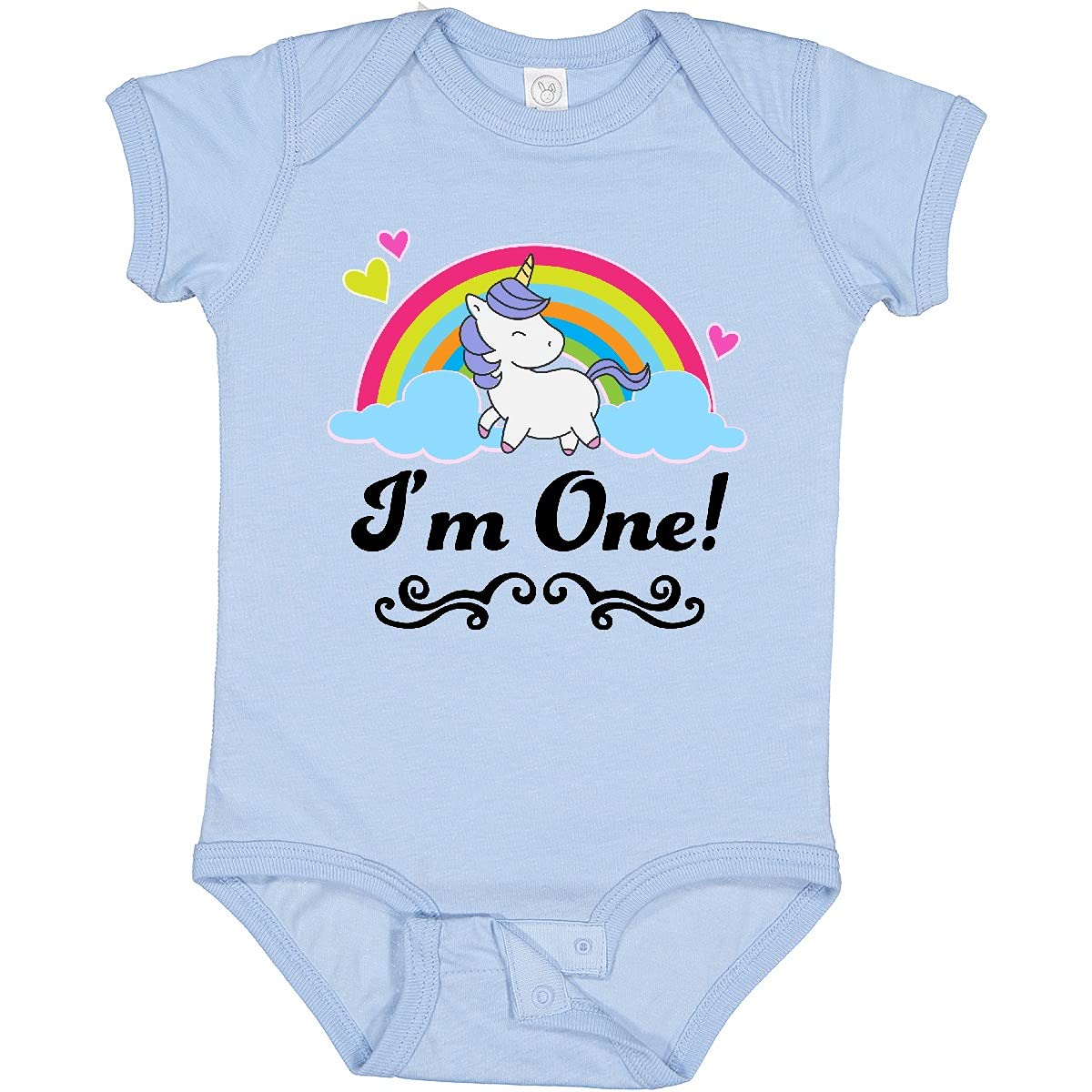 Inktastic 1st Birthday Unicorn Rainbow Baby Bodysuit - Cute 1 Year Old Party Outfit for Girls & Boys | Perfect for Birthday Photos, Celebrations & Special Occasions