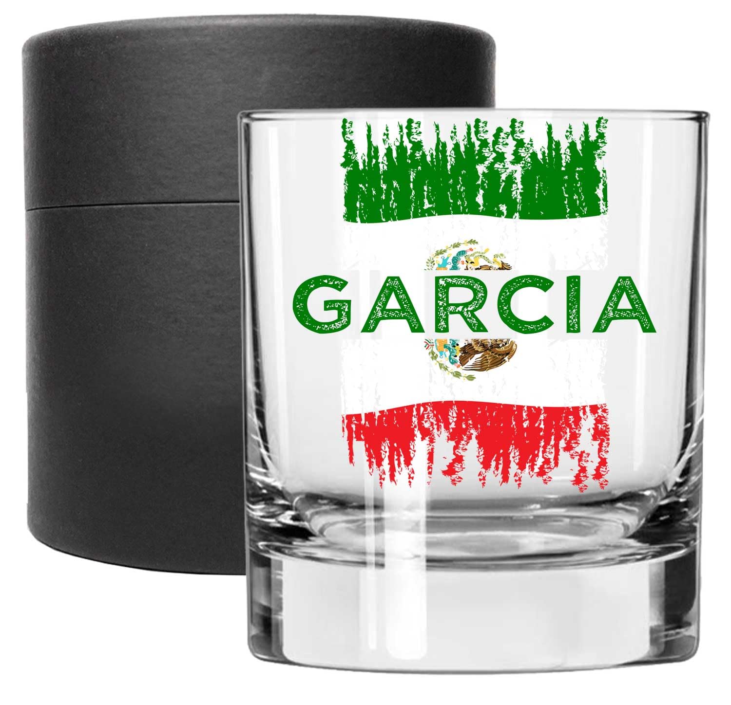 11oz Personalized Printed Whiskey Glass - Custom Bourbon Scotch Drinking Glass for Men | Birthday, Christmas, Groomsmen Gift | Old Fashioned Cocktail Rocks Glass with Mexico Flag Design | Perfect for Home Bars, Man Caves & Special Occasions