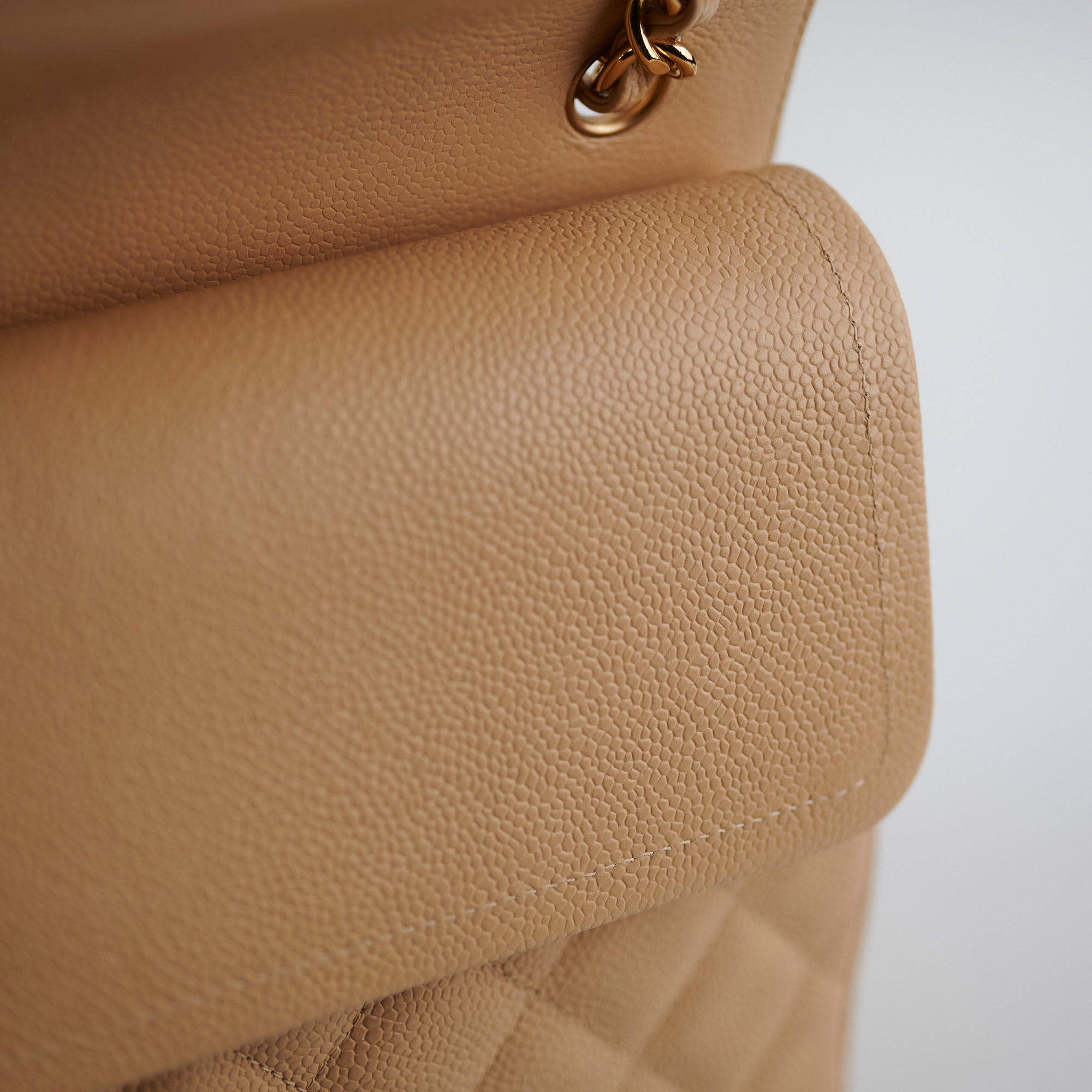 Chanel Classic Flap Jumbo Bag in Caviar Leather Beige - Luxury Designer Handbag for Women, Perfect for Work, Evening Events & Everyday Use