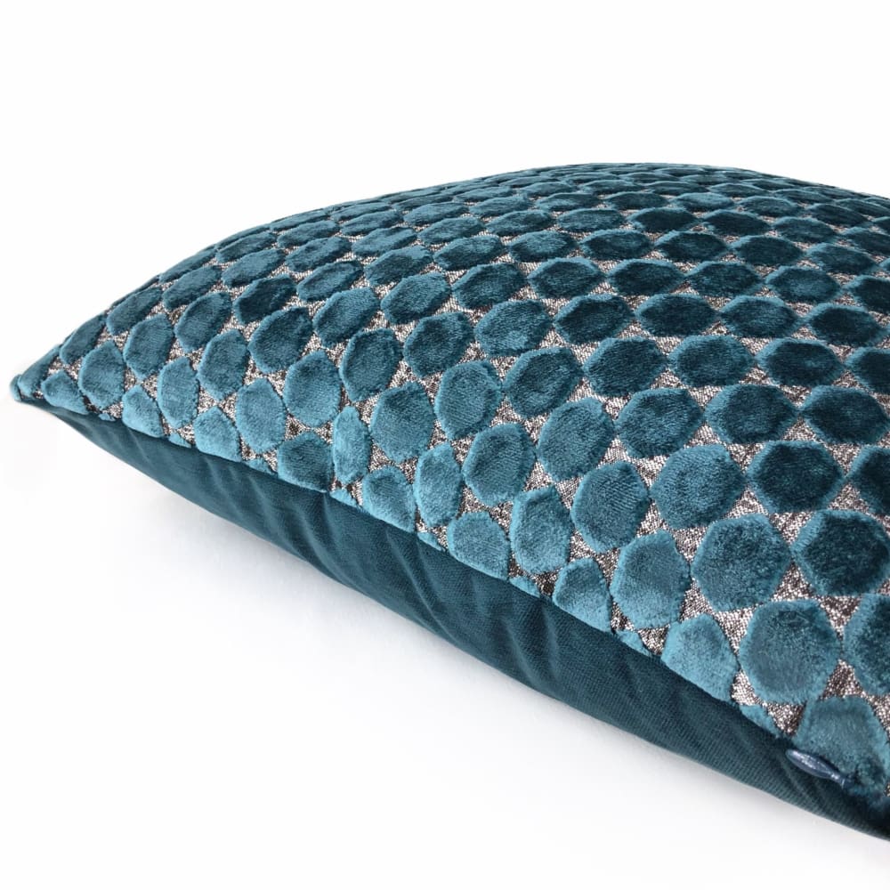 Romo Orosi Viridian Teal Green Cut Velvet Hexagon Pillow Cover - Luxury Decorative Throw Pillow Case for Sofa, Bed & Home Decor