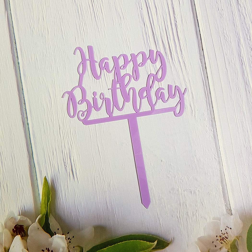 Happy Birthday Cake Topper - Purple Acrylic Party Decoration for Birthday Cakes, Cupcakes & Desserts | Perfect for Birthday Parties, Baby Showers & Special Celebrations