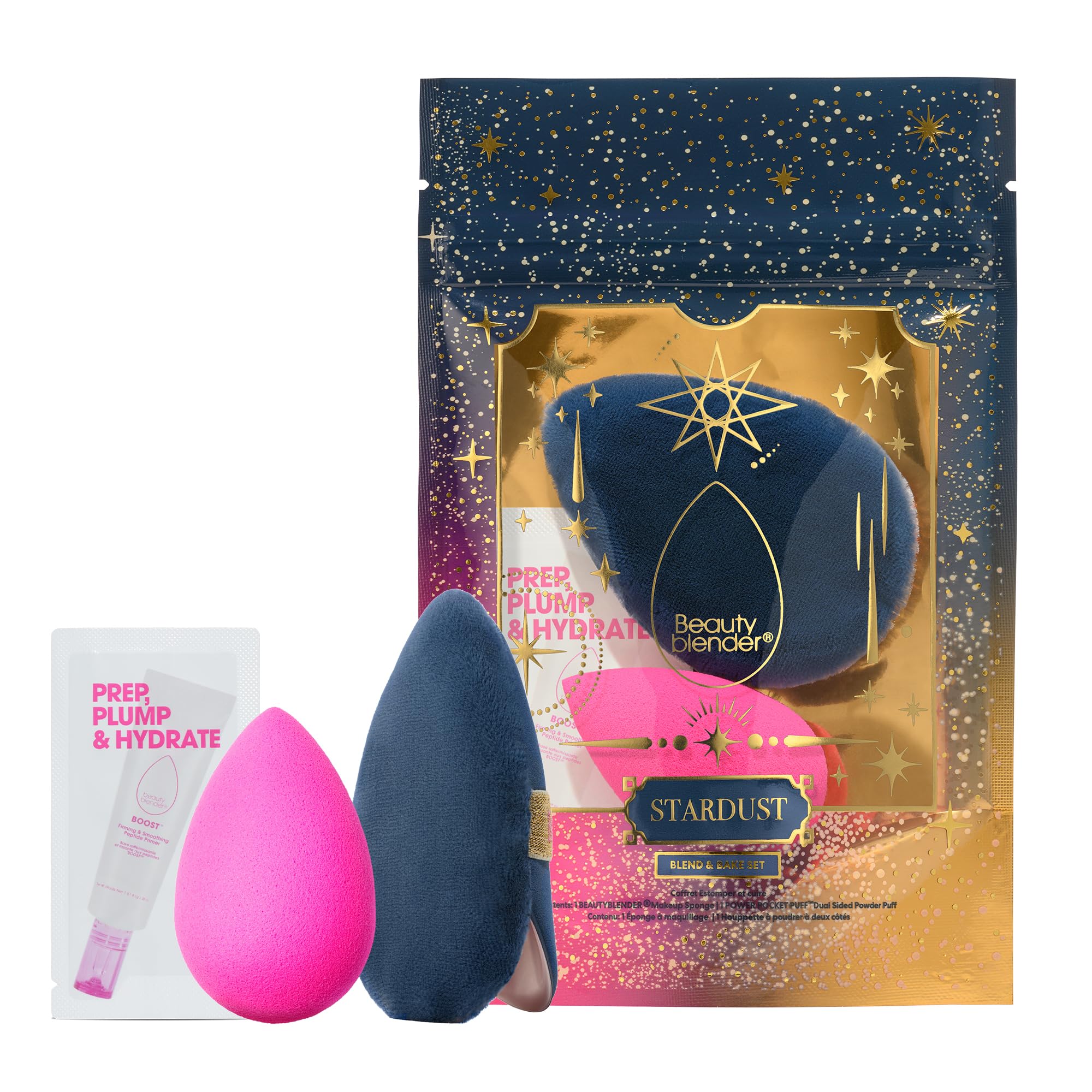 Beautyblender® Stardust 2-Piece Makeup Sponge Set - Original Pink Beauty Blender & Limited Edition Power Pocket Puff | Professional Foundation Blending & Baking Kit for Flawless Makeup Application