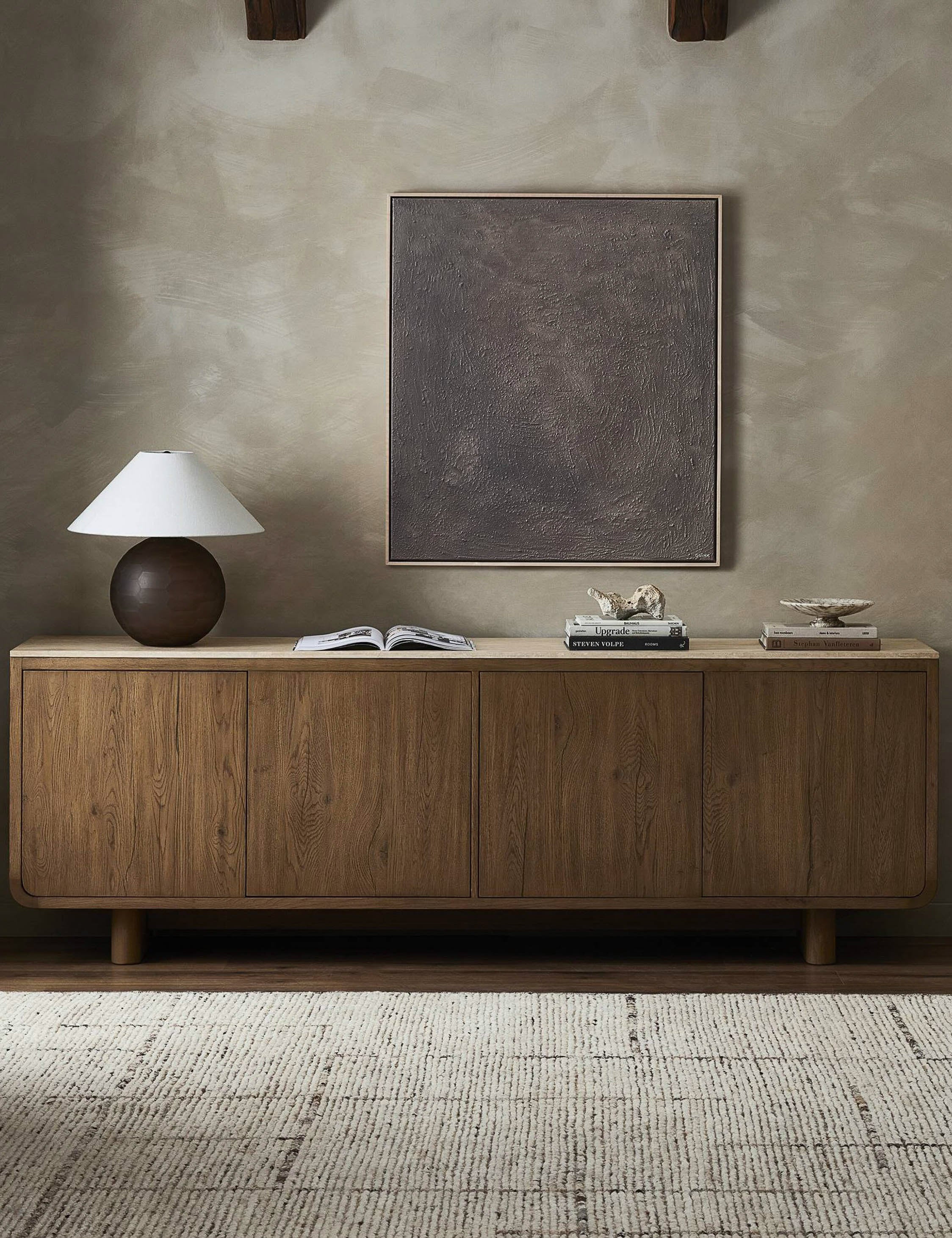 Modern Bram Sideboard - Stylish Wooden Buffet Cabinet with 2 Doors & 4 Drawers - Perfect for Dining Room Storage & Living Room Organization
