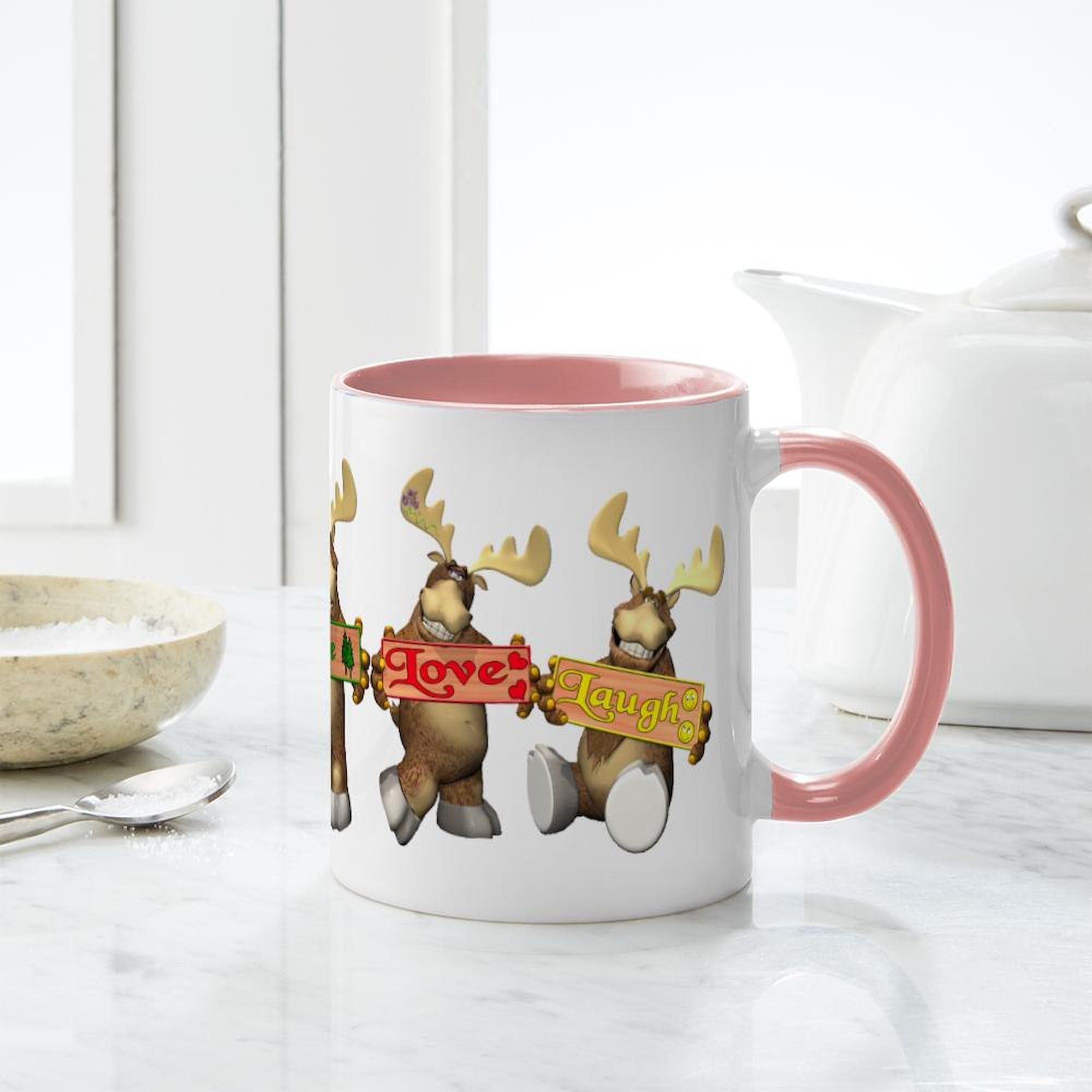 11 oz (325 ml) Ceramic Coffee Mug - Moose Joy Design by CafePress | Perfect for Hot Beverages, Office Use & Gifts