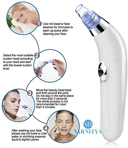 VARNITYA Electric Vacuum Acne Pore Cleaner - Blackhead Remover & Microdermabrasion Machine for Face - Perfect for Home Skincare & Spa Treatments