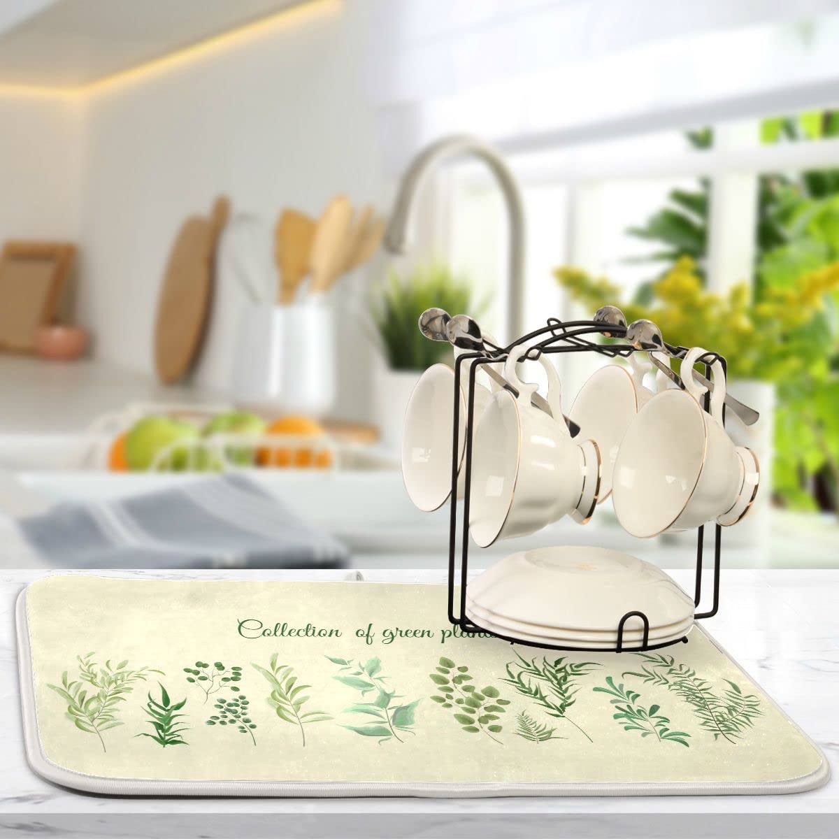**Premium Microfiber Dish Drying Mat - 18x24 Inch Absorbent & Reversible Kitchen Mat for Plates, Utensils, and Green Plants | Eco-Friendly, Fast-Drying, Non-Slip | Perfect for Countertops, Sinks, and Dish Racks**