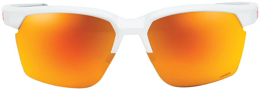100% Sportcoupe Sunglasses - Soft Tact White Frame with HiPER Red Multilayer Mirror Lens | UV Protection Polarized Sports Shades for Running, Cycling & Outdoor Activities