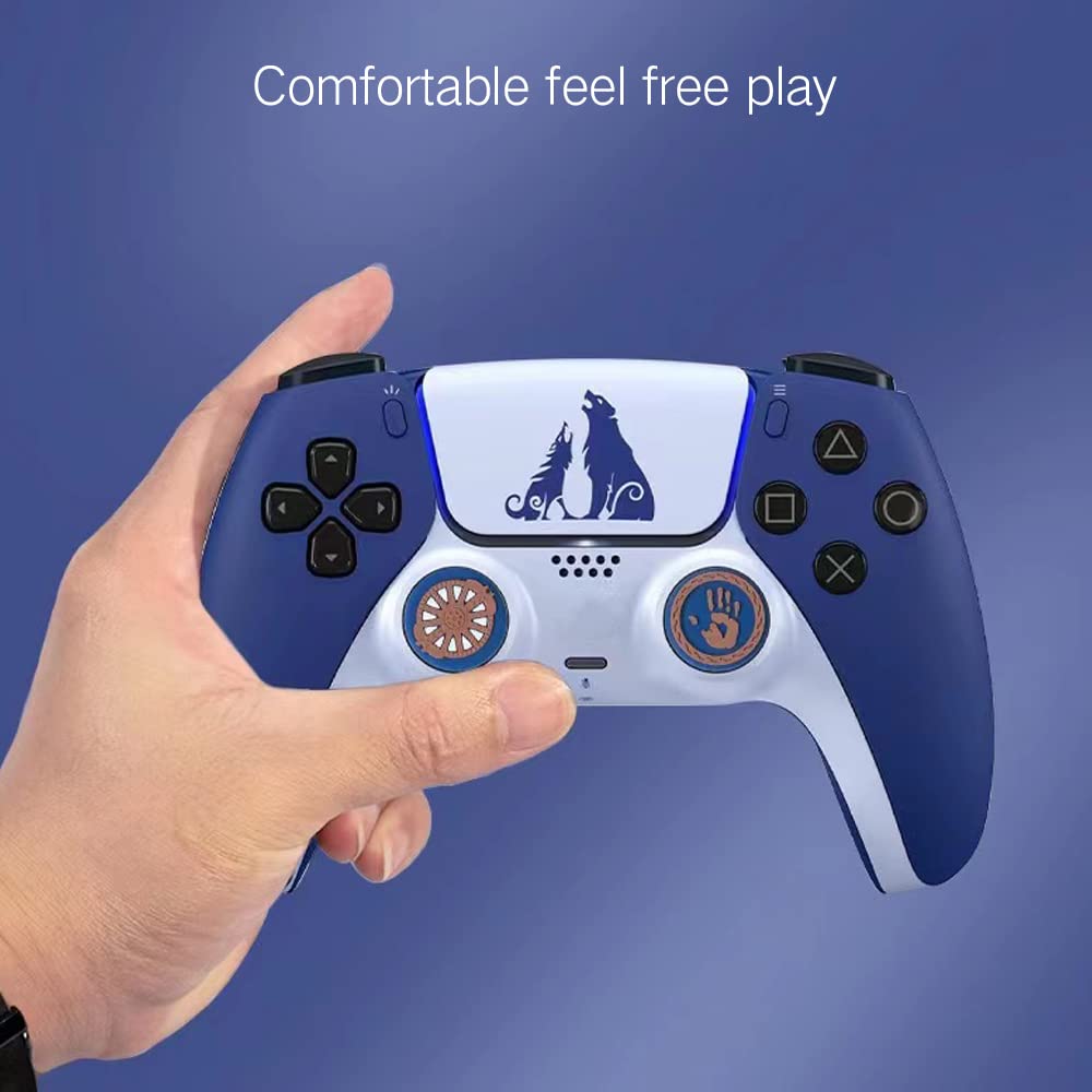 PERFECTSIGHT Cute 3D Soft Rubber Thumb Grip Caps for PS5, PS4, Xbox Series X/S, Xbox One, Switch PRO Controller - 4PCS Kawaii Analog Joystick Covers (Blue) - Improve Gaming Comfort & Grip for Long Play Sessions