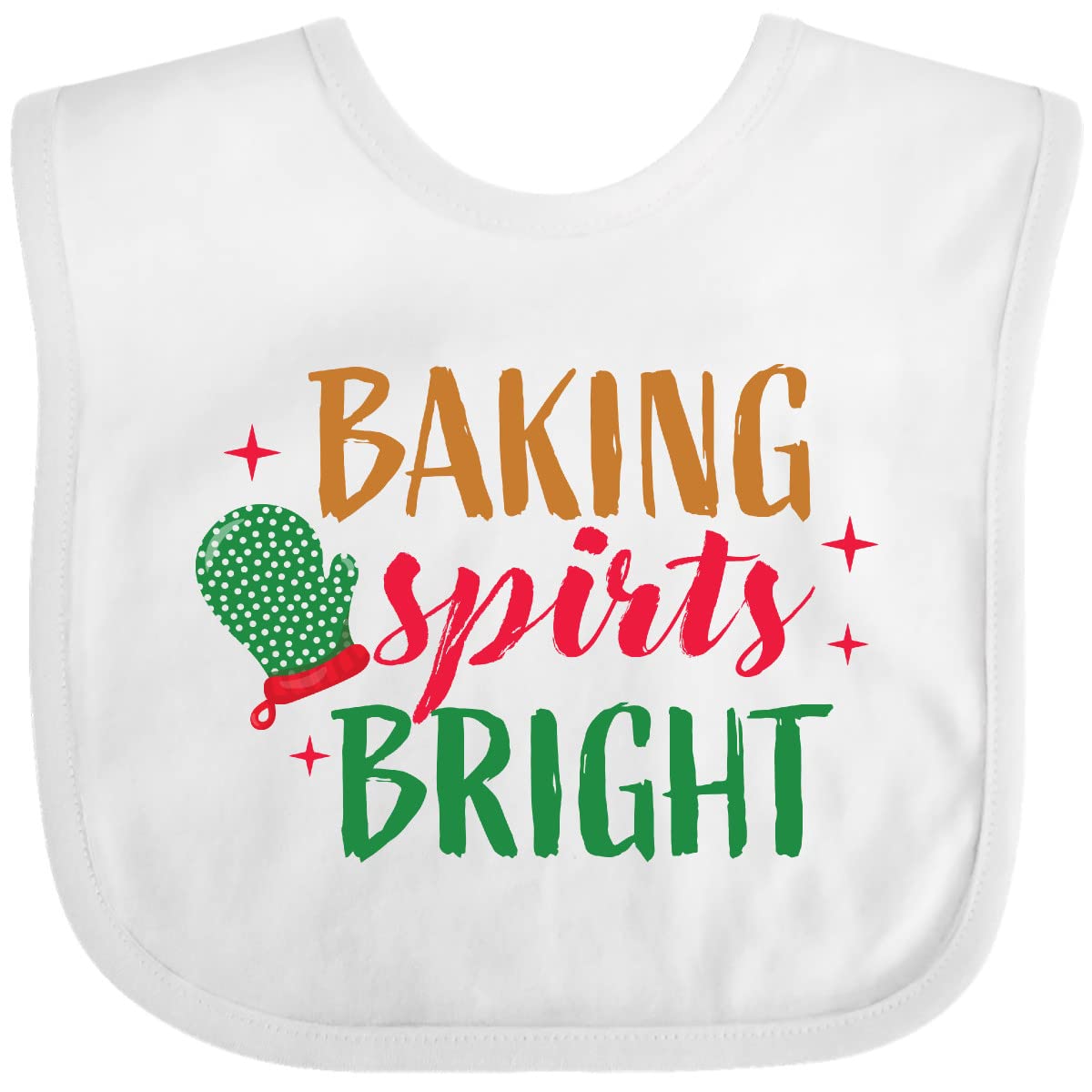 Inktastic Christmas Baking Spirits Bright Green Oven Mitt & Baby Bib Set - Holiday Cooking & Baby Feeding Essentials for Festive Family Gatherings