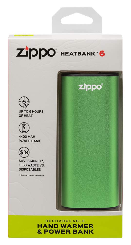 Zippo Silver HeatBank 6 Rechargeable Hand Warmer - Portable Pocket Warmer for Outdoor Activities, Camping, Hiking & Winter Sports