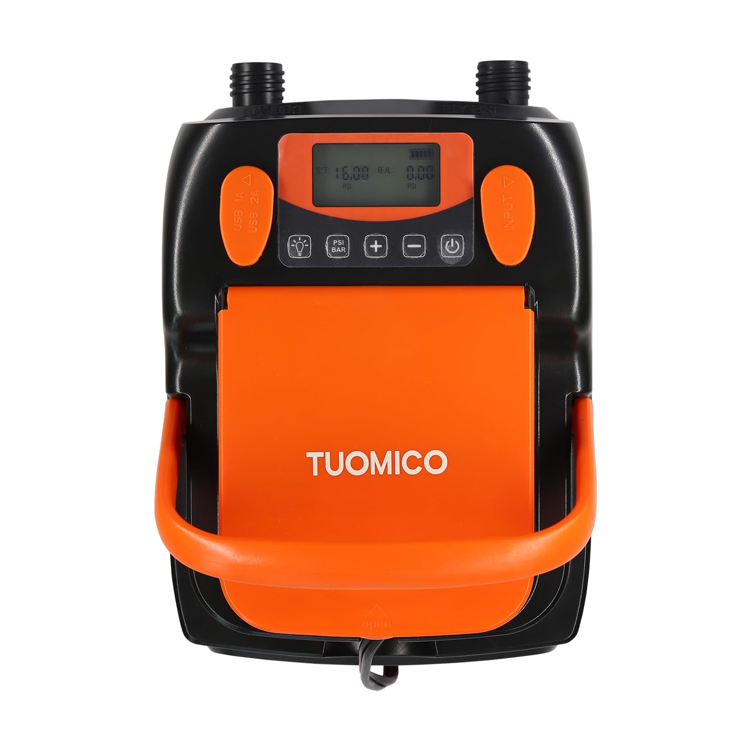 Tuomico Rechargeable High Pressure SUP Pump - Dual Stage Inflation, Auto-Off, 6 Nozzles & 3 LED Lights for Paddle Boards, Boats, Kayaks - Perfect for Beach, Camping & Water Sports Accessories