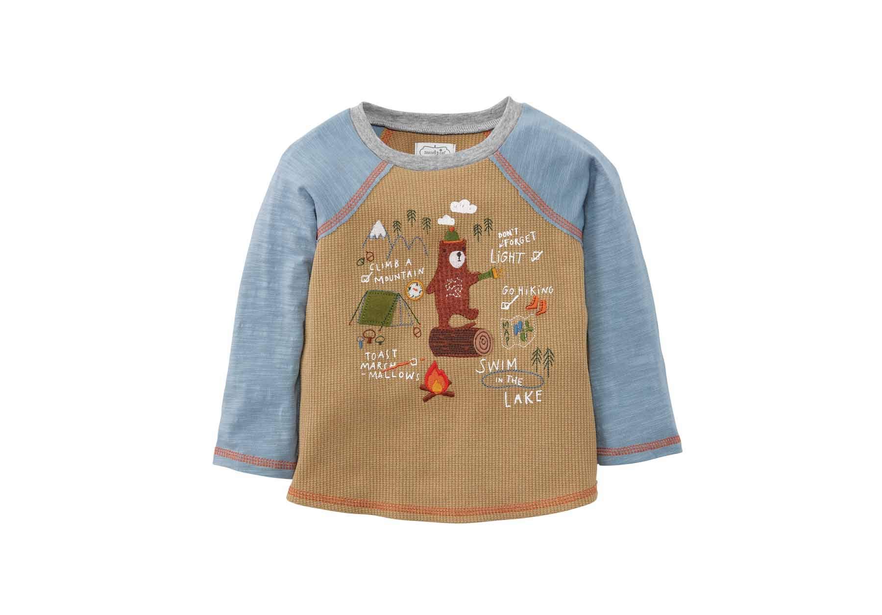 Adorable Mud Pie Baby Boys' Bear Camp Tee - Soft Cotton Short Sleeve Shirt for Toddlers - Perfect for Playdates, Outdoor Adventures & Casual Wear