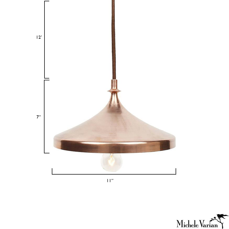 Vintage Copper Finial Disk Pendant Light - Handcrafted Industrial Ceiling Fixture for Dining Room, Kitchen Island & Bedroom Lighting