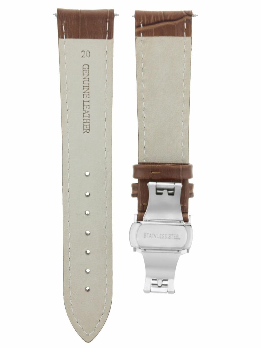 20mm Leather Watch Band for Tudor 36mm - Light Brown Strap with Deployment Clasp | Dress & Casual Wear