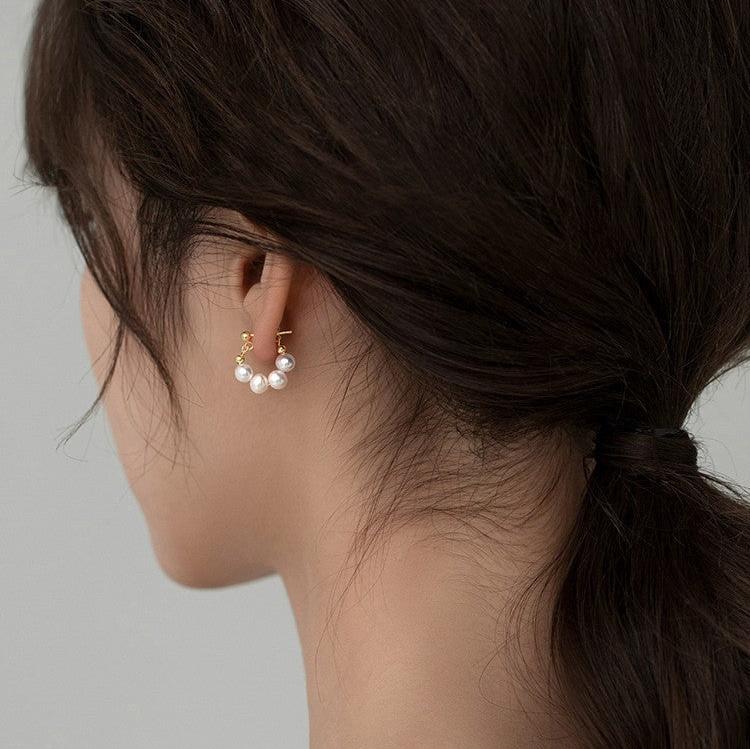Freshwater Pearl Donut Gold Earrings for Women - 14K Gold Plated Dangle Earrings - Elegant Pearl Jewelry Gift for Birthday, Anniversary & Wedding | HE608 | Perfect for Office, Party & Special Occasions