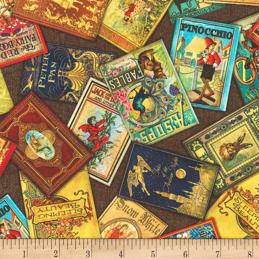 Kaufman Library of Rarities Scattered Books Antique Fabric by the Yard - Vintage Book Print Cotton Fabric for Quilting, DIY Crafts & Home Decor Projects