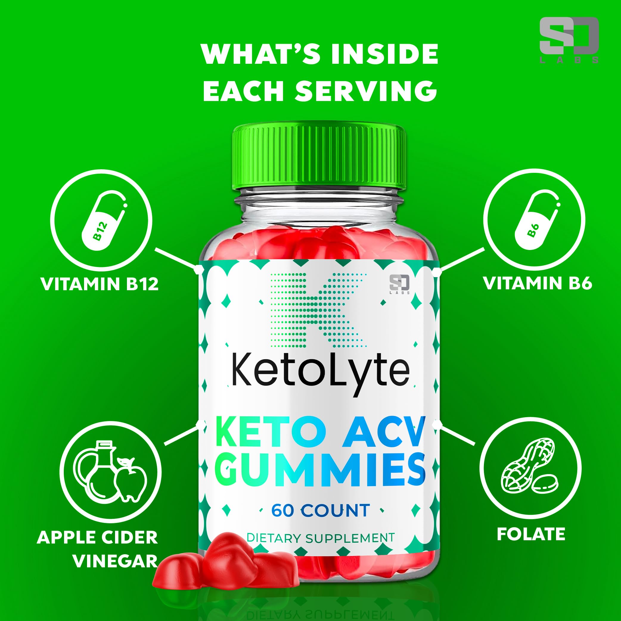 Ketolyte ACV Keto Gummies 1000MG - Maximum Strength Apple Cider Vinegar Gummies with Beet Juice Powder & Vitamin B12 - 60 Count - Supports Ketosis & Weight Management - Perfect for Keto Diet & Healthy Lifestyle