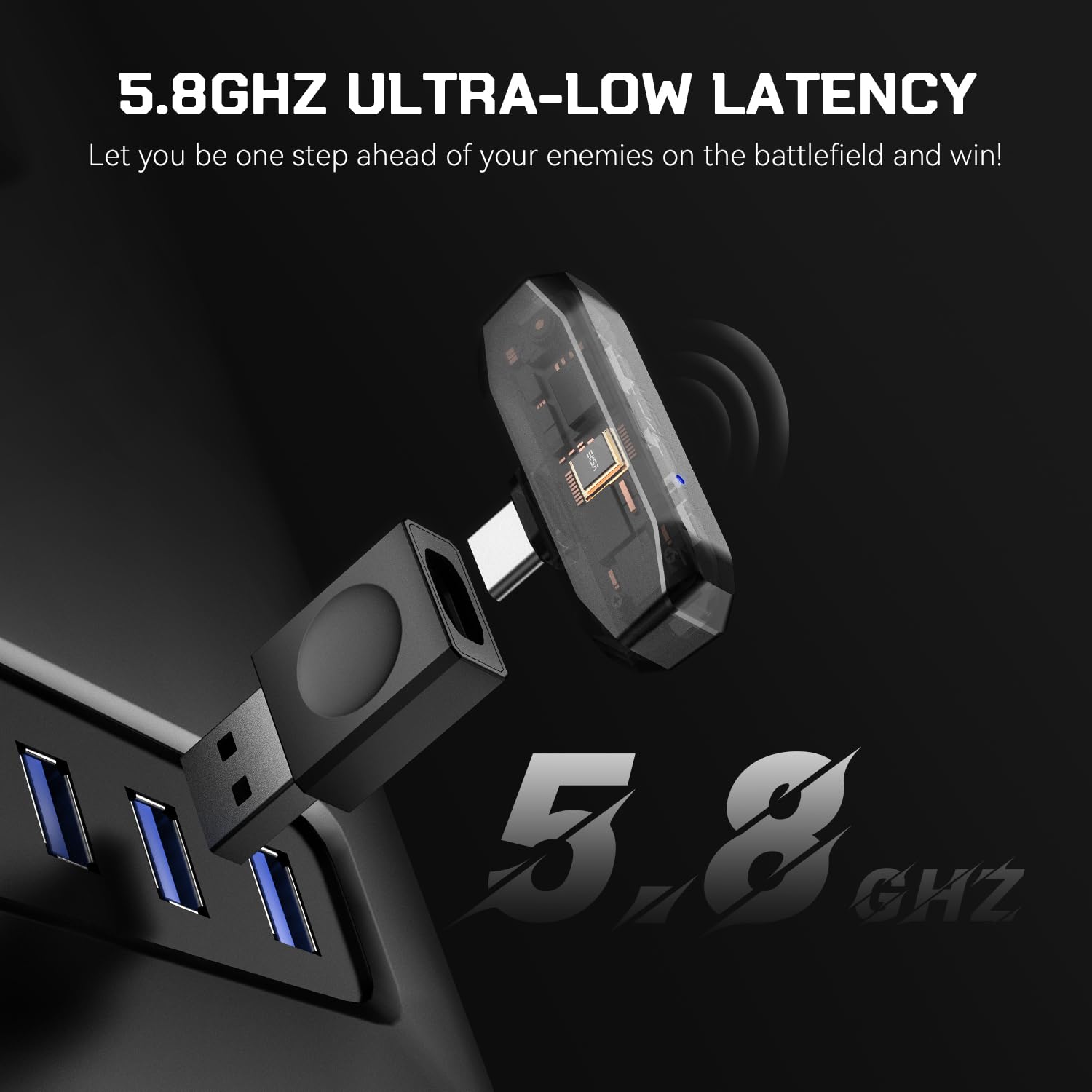 EKSA E900X 5.8G Wireless Gaming Headset with Microphone - Noise Cancelling Over-Ear Headphones for PC, PS4, PS5, Laptop, TV - 7.1 Surround Sound & Dual Mic ENC Technology - Perfect for Gaming, Music, Online Meetings & Home Entertainment