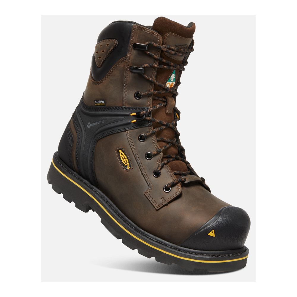 Keen Abitibi II Men's 8 Waterproof Composite Toe Work Boots - Brown Safety Shoes for Construction & Outdoor Work | Durable Non-Slip Work Boots for Hiking, Landscaping & Heavy Duty Jobs